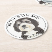 Gepersonaliseerde Bernedoodle bruiloft Ronde Kartonnen Onderzetter (Gebogen)