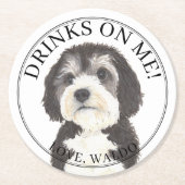 Gepersonaliseerde Bernedoodle bruiloft Ronde Kartonnen Onderzetter (Voorkant)