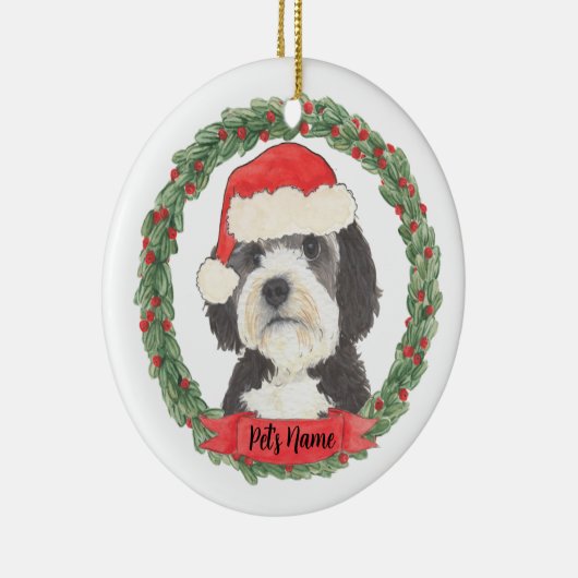 Gepersonaliseerde Bernedoodle Kerstman Hoed Kerstm Keramisch Ornament (Rechts)