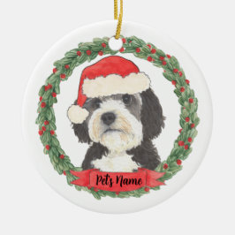 Gepersonaliseerde Bernedoodle Kerstman Hoed Kerstm Keramisch Ornament