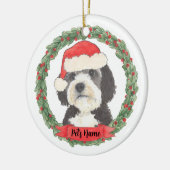 Gepersonaliseerde Bernedoodle Kerstman Hoed Kerstm Keramisch Ornament (Links)