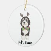 Gepersonaliseerde Bernedoodle Reindeer Bowtie Kers Keramisch Ornament (Links)