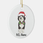 Gepersonaliseerde Bernedoodle Santa Hat & Bowtie Keramisch Ornament (Rechts)