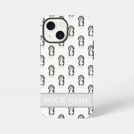 Gepersonaliseerde Bernedoodle Sheepadoodle iPhone Hoesje (Achterkant)