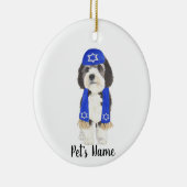 Gepersonaliseerde Bernedoodle Yarmulke Hanukkah Bl Keramisch Ornament (Rechts)
