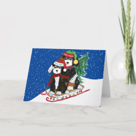 Gepersonaliseerde Bernedoodles Gedeormeerd kerstmi Feestdagen Kaart