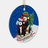 Gepersonaliseerde Bernedoodles Gedeormeerd kerstmi Keramisch Ornament (Rechts)