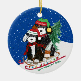 Gepersonaliseerde Bernedoodles Gedeormeerd kerstmi Keramisch Ornament