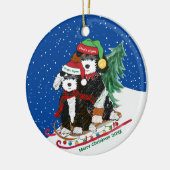 Gepersonaliseerde Bernedoodles Gedeormeerd kerstmi Keramisch Ornament (Links)