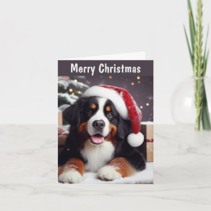 Gepersonaliseerde Berner Hond Santa Hat Vrolijk Ke Feestdagen Kaart
