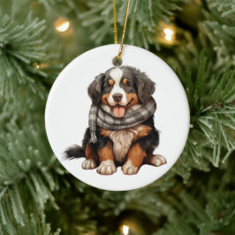 Gepersonaliseerde Berner Mountain Dog Art Keramisch Ornament