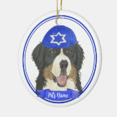 Gepersonaliseerde Berner Mountain Dog Chanoeka Bla Keramisch Ornament (Links)