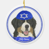 Gepersonaliseerde Berner Mountain Dog Chanoeka Bla Keramisch Ornament (Achterkant)