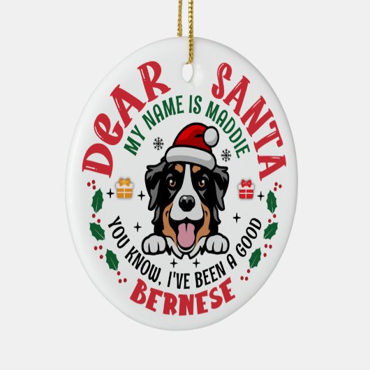 Gepersonaliseerde Berner Mountain Dog Kerstboom Keramisch Ornament (Rechts)