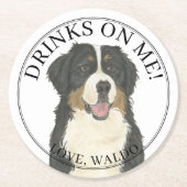 Gepersonaliseerde Berner Sennenhond bruiloft Ronde Kartonnen Onderzetter (Voorkant)