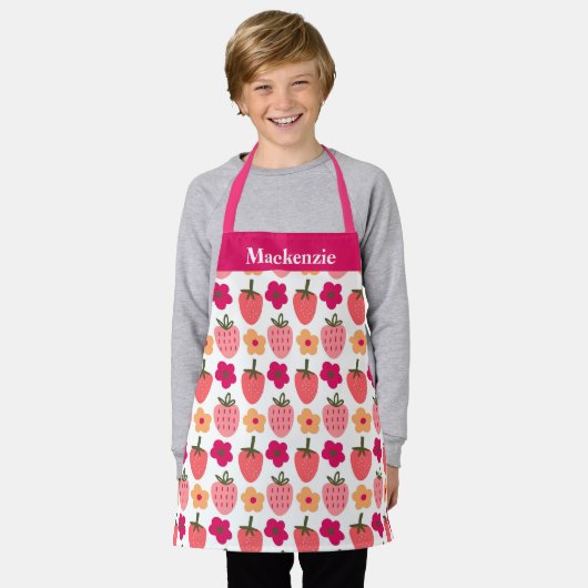 Gepersonaliseerde Berries & Flowers Sweet Kinder Schort (Gedragen)