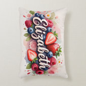 Gepersonaliseerde Berry Bloemen Naam Kussen - Eliz (Voorkant(Verticaal))