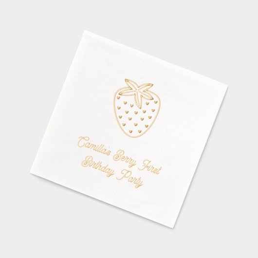 Gepersonaliseerde Berry eerste verjaardag gouden s Folie Servetten (Links)