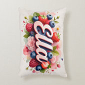 Gepersonaliseerde Berry Floral Naam Kussen - Ella (Voorkant(Verticaal))