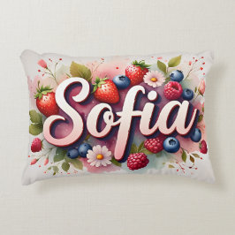 Gepersonaliseerde Berry Floral Naam Kussen – "Sofi