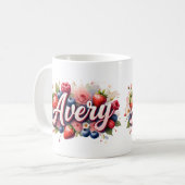 Gepersonaliseerde Berry Floral Naam Mok – Avery (Voorkant links)