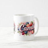 Gepersonaliseerde Berry Floral Naam Mok – Camila (Voorkant rechts)