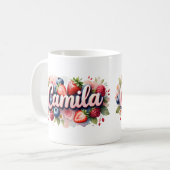 Gepersonaliseerde Berry Floral Naam Mok – Camila (Voorkant links)