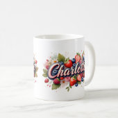 Gepersonaliseerde Berry Floral Naam Mok – Charlott (Voorkant rechts)