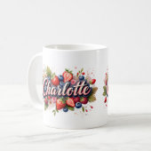 Gepersonaliseerde Berry Floral Naam Mok – Charlott (Voorkant links)