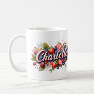 Gepersonaliseerde Berry Floral Naam Mok – Charlott
