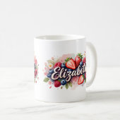 Gepersonaliseerde Berry Floral Naam Mok – Elizabet (Voorkant rechts)