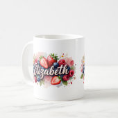 Gepersonaliseerde Berry Floral Naam Mok – Elizabet (Voorkant links)