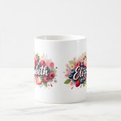 Gepersonaliseerde Berry Floral Naam Mok – Elizabet (Center)