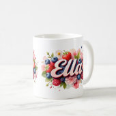 Gepersonaliseerde Berry Floral Naam Mok – Ella (Voorkant rechts)