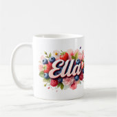 Gepersonaliseerde Berry Floral Naam Mok – Ella (Links)