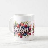 Gepersonaliseerde Berry Floral Naam Mok – Evelyn (Voorkant links)