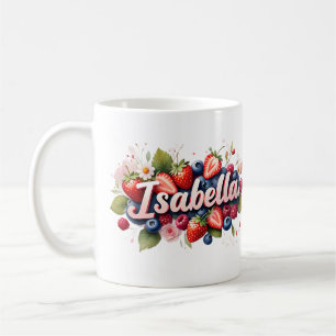 Gepersonaliseerde Berry Floral Naam Mok – Isabella