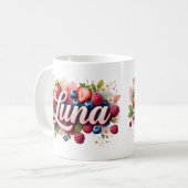 Gepersonaliseerde Berry Floral Naam Mok – Luna (Voorkant links)