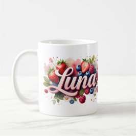 Gepersonaliseerde Berry Floral Naam Mok – Luna