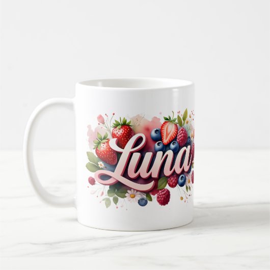 Gepersonaliseerde Berry Floral Naam Mok – Luna (Links)