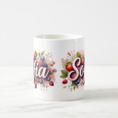 Gepersonaliseerde Berry Floral Naam Mok – "Sofia" (Center)