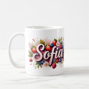 Gepersonaliseerde Berry Floral Naam Mok – "Sofia"
