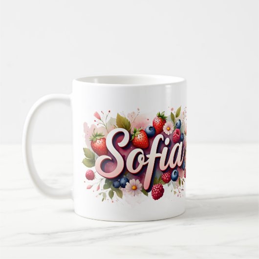 Gepersonaliseerde Berry Floral Naam Mok – "Sofia" (Links)