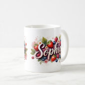 Gepersonaliseerde Berry Floral Naam Mok – "Sophia" (Voorkant rechts)