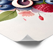 Gepersonaliseerde Berry Floral Naam Poster "Elizab (Hoek)