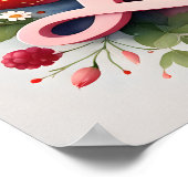 Gepersonaliseerde Berry Floral Naam Poster "Luna" (Hoek)