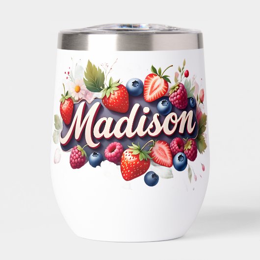 Gepersonaliseerde Berry Floral Tumbler - "Madison" (Voorkant)