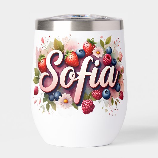 Gepersonaliseerde Berry Floral Tumbler – "Sofia" (Voorkant)
