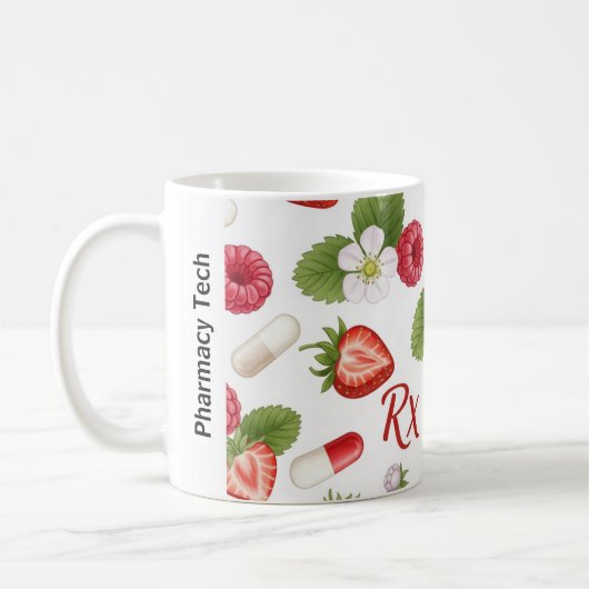 Gepersonaliseerde Berry, Flower & RX Symbool Apoth Koffiemok (Links)