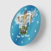 Gepersonaliseerde beschermengel en Bloemen Ronde Klok (Hoek)